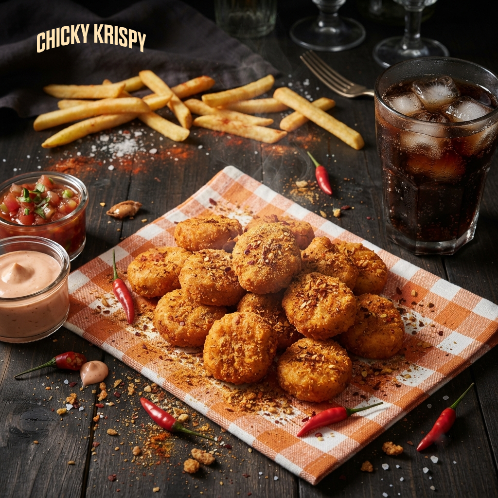 Nuggets Picantes (12 unidades) + 2 porciones de papas personales + 2 bebidas